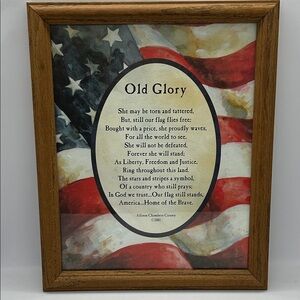 Home Interiors "Old Glory" Poem  Allison Coxsey  Framed Print  12 x 9 inch.